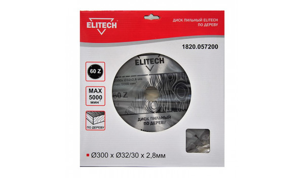 Диск пильный ELITECH 300*32/30*30